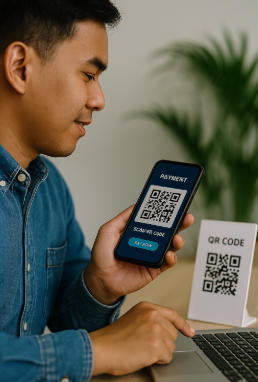 Filipino user making a mobile payment
